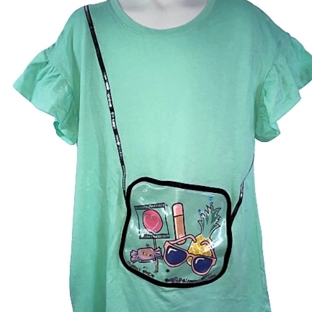 NEW L 10-12 WONDER NATION Mint Green 3D Purse Top!